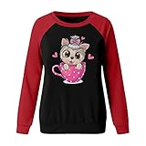 T Shirt Damen Rundhals Sport Dünn Longtops Weich übergröße Tshirts Damen Weihnachtse Gemustertes Polyester Longsleeve Ausgefallene Rosa