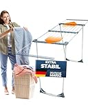 STAHLMANN ® Wäscheständer ausziehbar [20M Trockenfläche ] Made IN EU - Wäscheständer XXL - Wäscheständer mit Klemmen für kleine Wäschestücke - Wäscheständer platzsparend