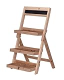 Holz Pflanztreppe 76 cm mit 3 Ablagen - klappbare Pflanz Etagere mit Schreibtafel - Blumentreppe für Innen und Außen