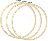 TOKERD 3 Stück 25cm Stickrahmen Holz Bambus Kreuzstich Rahmen Einstellbar Stickerei Ring Hoop Runden Bambus Kreis Set Nähmaschine Stickerei Ring Cross Stitch Hoop für Dekoration DIY Nähen