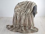 Felldecke Grauwolf grau-beige, aus weichem Fellimitat, oder als Fellkissen (Felldecke 170x220cm)