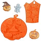 JJQHYC 2 Stück Silikonformen Halloween Muffins Silikon Backformen Schokolade Fondant Form Kürbis Schläger Halloween Kuchen Backform Silikon Seife Gießformen