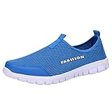 Zarupeng Herren Licht Turnschuhe Atmungsaktive Mesh Freizeitschuhe Walking Outdoor Sportschuhe Flachen Rutschfest Sneaker Low-Cut (42 EU, Blau)