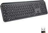 Logitech MX Keys Kabellose Tastatur, Bluetooth & USB-Empfänger, USB-C Anschluss, 5-Monate Akkulaufzeit, Easy-Switch Feature, Tastenbeleuchtung, PC/Mac, Deutsches QWERTZ-Layout - Schwarz