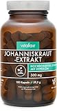 VITAFAIR Johanniskraut Extrakt (500mg pro Kapsel) - 100 Vegane Kapseln in Braunglas, Ohne Magnesiumsterat, German Quality - 0,3% Hypericin = 1,5 mg