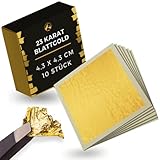 EICHENFELS Blattgold - Essbares Blattgold Blattgold - 23 Karat - Extra Groß - 4,3 x 4,3 cm - Goldfolie für Torte - Gin - Fleisch - Backen - Deko Torte - Zum Essen oder Basteln - Nagel - Blumen