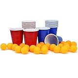 com-four® 48-teiliges Beer Pong Set, Bier Pong Trinkspiel mit 24 Bechern und 24 Bällen (048-teilig Becher+Bälle)