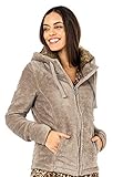 Sublevel Damen Fleece-Jacke mit Kunstfell & Teddy-Fleece Light-Brown M