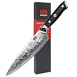 SHAN ZU Damastmesser Kochmesser 67 Schichten Damaststahl Küchenmesser mit G10 Griff 20CM - PRO Series