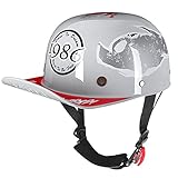 Vintage Styled Motorradhelm, Erwachsene Öffnen Baseballmütze Stil Motorradhelme ECE Zertifizierter Damen Und Herren Retro Halbhelm Für Roller Moped Straße Cruiser