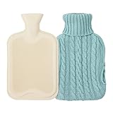 DCQRY Wärmflasche mit Strickbezug, 2 l, groß, klassisch, BPA-frei, Wärmflasche, Handfußwärmer für Kinder, Herren, Damen, Nacken- und Schulterschmerzlinderung