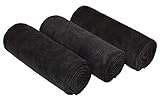 MAYOUTH Mikrofaser Handtuch Set für Sauna Fitness Sport, Schnelltrocknende Handtücher aus Microfaser, Unisex Sporthandtuch Schwarz 3Pack 40cm X80cm