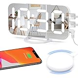 Miowachi Digitaler Wecker für schwere Schläfer Erwachsene mit Bett-Shaker, 2 USB-Ladegerät, verstellbares LED-Licht, Schlummerfunktion, Wecker, Uhr für Schlafzimmer, Weißweiß