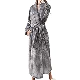 IQYU Morgenmantel Damen Lang Warm-Bademantel Mit Kapuze Flauschig Saunamantel Langarm Schlafmantel Saunabademantel Microfaser BademäNtel FüR MäNner Morgenmantel Warm Weich Hausmantel Women Bathrobe