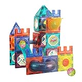 68 Stück Magnetische Kacheln Bauklötze Set, Magnet-Murmelbahn-Bauspielzeug, 3D Clear Educational STEM Building Spielzeug, Geschenke für Jungen Mädchen Alter 3 und Oben