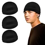 Sibba 3 Stück Unisex Satin Silky Wave Caps 360 540 720 Wave Elastisches Band Silky Durag Kopfbedeckung Strümpfe Perücke Beanie Cap Weich Atmungsaktiv Skullies Beanies Cap für Schlafen One Size