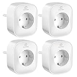 Wlan Smart Steckdose mit Strommessung, Alexa Steckdose 4er Pack, Smart Home WiFi Steckdose, Alexa Zubehör, Zeitplan, Fernzugriff, Funktioniert mit Alexa, Google Home, SmartThings, Nur 2,4-G-WLAN, 16A