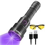 Alonefire SV43 36W 365nm UV Taschenlampe USB Aufladbar Ultraviolett Schwarzlicht Haustierurin Detektor für UV Harz, Angeln, Skorpion, Bernstein mit Ladestation, UV Schutzbrille, Inklusive Batterie