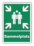 tradercat Sammelplatz Schild Alu 3mm Alu-Dibond Schild Aluminiumverbundplatte mit UV-Schutz Sammelstelle Hinweisschilder Fluchtwegschild Warnzeichen (ALU | 42 x 30 cm)