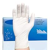 Aoyygg 100 Stück Einweg-Latexhandschuhe - Weiß, Rutschfeste, Kraftfreie Labor-Latex-Handschuhe für Haushaltsreinigung, Sanitärinspektion, Lebensmittelindustrie, Chemische Industrie etc. (S)