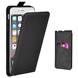 Adicase iPhone 6 Plus Hülle Leder Tasche für Apple iPhone 6 Plus / 6S Plus 5,5 Zoll Handyhülle Flip Case Schutzhülle (Schwarz)