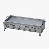 Profi Gasgrill 6-flammig | Gastrogrill | Gasbräter | Gastrobräter | Grillpfanne hoher Rand | Piezo-Zünder | 6 Gasbrenner Gasregler stufenlos regelbar | Edelstahl | inkl. Gasschlauch & Druckminderer