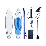 Stand Up Paddling Board SUP Paddelboard aufblasbares Surfboard Surfbrett aus PVC Standup Paddle Board Set mit Pumpe, Paddel und Rucksack, Tragfähigkeit max. 150 kg, 320x76x15 cm, Blau