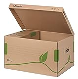 Esselte Eco Archiv-Container mit Deckel Oben, Ideal für Esselte Eco A4 Archiv-Schachteln, 5 x 80 mm/4 x 100 mm, Transportbox, 100% recycelte und recycelbare Wellpappe, Naturbraun, 623920