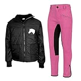 MS-Trachten Reitset Kinder Reitjacke Mia schwarz gesteppt mit Reithose pink/schwarz (122/128)