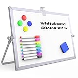 OWill 30 x 40 cm Kleines Trocken Abwischbar Whiteboard mit Ständer,Mini-Whiteboard A3 Magnetische Tischtafel und Tragbare Doppelseitige Whiteboard-Staffelei zum Zeichnen in der Schule und zu Hause