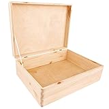 Creative Deco XL Große Holzkiste mit Deckel | 40x30x14 cm (+/-1cm) | Erinnerungsbox Baby Holzbox mit Deckel Unlackiert Kasten | Für Dokumente, Spielzeug, Werkzeuge | ROH & UNGESCHLIFFEN