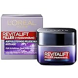 L'Oréal Paris Hyaluron Nachtpflege, Revitalift Filler, Anti-Aging Gesichtspflege, Anti-Falten und Volumen, Mit Hyaluronsäure, 50 ml