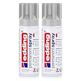 edding Permanent Spray Premium-Acryllack lichtgrau 200ml RAL 7035 – seidenmatt – Sprühlack deckt sofort, trocknet extrem schnell und hält dauerhaft innen & außen, für Glas, Metall uvm. (2er Pack)