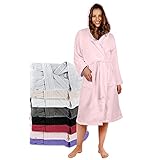 Twinzen Bademantel Damen - S - Rosa - 100% Baumwolle (350g/m²) OEKO-TEX® Zertifiziert - Bademantel mit Kapuze, 2 Taschen, Gürtel