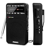 PRUNUS J-166 AM FM UKW Radio Batteriebetrieben, Transistorradio Weltempfänger Radio mit großartiger Empfang, AA Batterieradio mit Stromanzeige, Rückclip & lautem Lautsprecher zum Reisen, Camping.