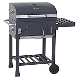 Jamestown JAXON Holzkohle-Grillwagen mit höhenverstellbarer Kohlewanne & Deckelthermometer inkl. Flaschenöffner | Hochwertiger Grill für ein gelungenes Barbecue