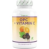 OPC Traubenkernextrakt + natürliches Vitamin C - 240 Kapseln für 8 Monate - Höchster OPC Gehalt nach HPLC - Laborgeprüftes OPC aus europäischen Weintrauben - Vegan