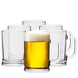 TREND FOR HOME Bierkrug Set mit Handlichem Griff Glaskrug | 0,5 Liter | 6 Stück | Biergläser mit Eichung Biermaßkrug Glas Maßkrug Transparent | Spülmaschinenfest | Kollektion Ulf