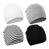 DRESHOW 4 Stücke Unisex Mütze Hut Junge Mütze Frühling Mützchen Kleinkind Wendemütze Jersey Slouch Beanie Bekleidung Unisex Infant Hut Kindergarten Mütze