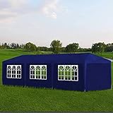 RONGQI Partyzelt, Festzelt, Pavillion, Bierzelt, Garten Party Zelt, Gartenzelt, Grillpavillon, 3x9 m Blau