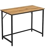 VASAGLE Schreibtisch, Computertisch, schmaler Bürotisch, 100 x 50 x 75 cm, Arbeitszimmer, Homeoffice, Büro, einfacher Aufbau, Metall, Industrie-Design, honigbraun-schwarz LWD041B05