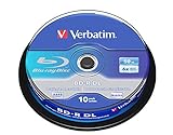 Verbatim BD-R Dual Layer Blu-ray Rohlinge 50 GB, Blu-ray-Disc mit 6-facher Schreibgeschwindigkeit, mit Kratzschutz, 10er-Pack Spindel, Blu-ray-Disks für Video- und Audiodateien