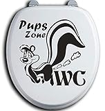 HR-WERBEDESIGN Pups Zone WC Deckel Toilettendeckel Bad Klo Aufkleber Sticker Tunin Wandtattoo 1