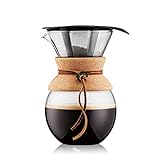 Bodum 11571-109 Pour Over Kaffeebereiter mit Permanentfilter 1 L, Mehrlagig, transparent, 14 x 16,3 x 20,2 cm