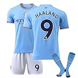 Canifom Fussball Manchester City, Fussball Trikot Kinder Trikot Heimtrikot Nr.10 Nr. 47 Trikot Set Sporttraining T-Shirts und Shorts Fußballtrikot für Erwachsene Kinder, Blau, Kid24