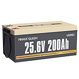 Power Queen 25,6V 200Ah LiFePO4 Lithium Batterie LiFePO4 24V Akku mit 200A BMS, 5120Wh Tiefe Zyklen Power, 4000+ Ladezyklen Wiederaufladbare Batterie für Wohnmobil Camper Anhänger Insel PV Anlage