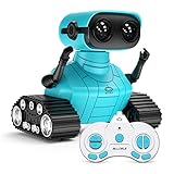 ALLCELE Roboter Kinder Spielzeug, Wiederaufladbares Ferngesteuertes Roboter Spielzeug mit LED-Augen Musik und Interessanten Geräuschen für ab 3 4 5 6 7 8 Jahre Jungen und Mädchen Geschenk -Blue