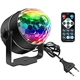 Discokugel, SEBRUANC Disco Lights LED Party Lichter Musikgesteuert Disco DJ Party licht 360° Rotierende Ball Lights 3W RGB Bühnenlichter mit Fernbedienung für Home Geburtstag KTV Weihnachten 1pc