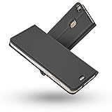 RADOO Huawei P10 Lite Hülle, Premium PU Leder Handyhülle Brieftasche-Stil Magnetisch Folio Flip Klapphülle Etui Brieftasche Hülle Schutzhülle Tasche Case Cover für Huawei P10 Lite (Schwarz grau)