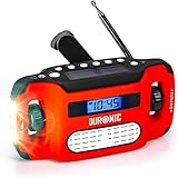 Duronic Apex Radio AM/FM | Mit Radiowecker und Taschenlampe | Aufladbar mit Solar, Kurbel und USB | 300mAh Akku | Bis zu 7h Musik mit voller Ladung | Ladefunktion für Handy | Notfallradio